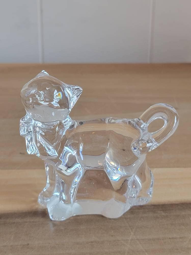 Vintage Lenox Full Lead Crystal Cat with Bow Figurine Made in Germany