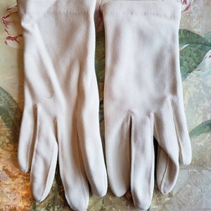 Vintage Shalimar Nylon Gloves: Beige Retro Ladies Gloves, Size 6