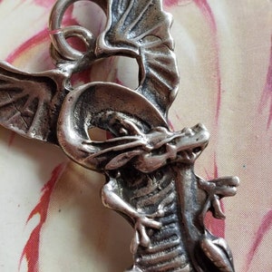 Vintage Sterling Silver Winged Dragon Pendant 925 Mythical Creature
