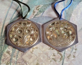 Vintage Reed & Barton Silverplate Christmas Ornaments, Set of 2