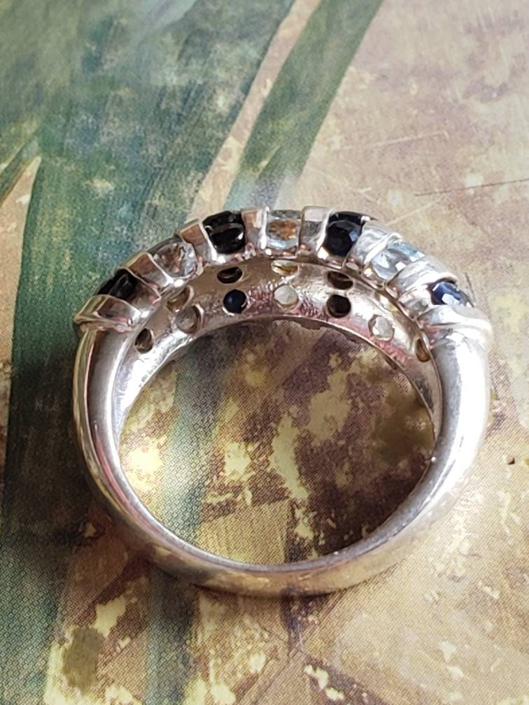 Vintage Sterling Silver and Cubic Zircon CZ and Blue Stones