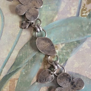 Vintage Silpada Sterling Silver  Flowers and Leaves Bracelet Toggle Clasp Made in Israel