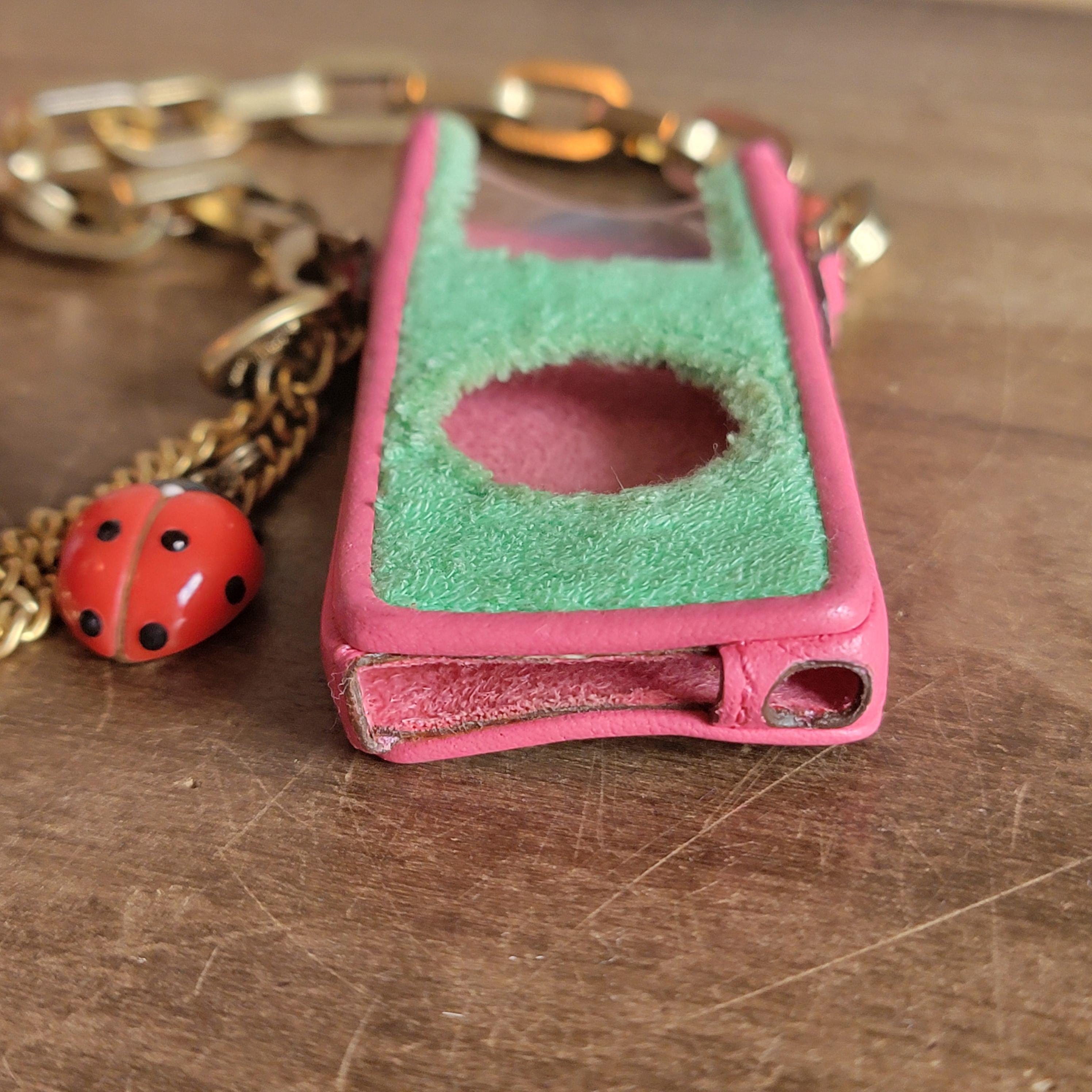 Vintage Juicy Couture Pink Leather and Green Terry Cloth Ipod Case