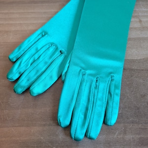 Vintage Dead Stock Green Stretch One Size Elbow Length Opera Formal Gloves Ladies