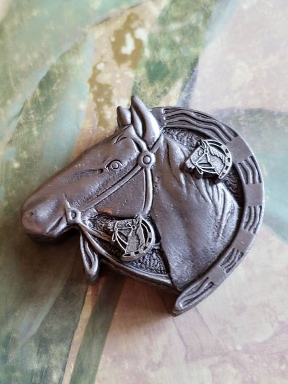 Vintage Torino Horse Head with Horseshoe Pin or Br