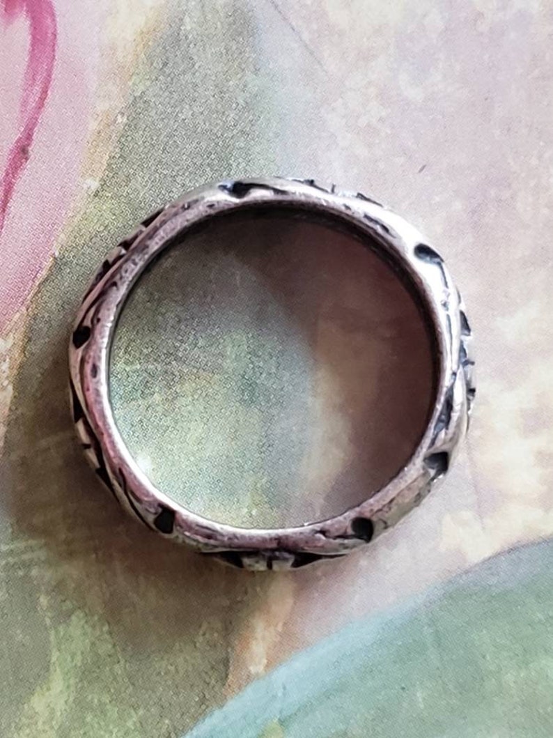 Vintage Sterling Silver Repeating Pattern Band Ring 1990s Wedding Band ...