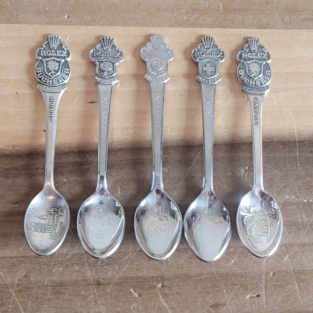 ROLEX BUCHERER シルバースプーン ZURICH　ビンテージ Vintage Bucherer Rolex Souvenir Spoons, Switzerland Cities Lot - Etsy
