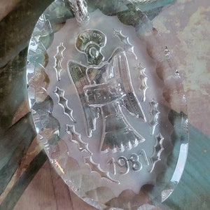 Vintage Waterford Annual Ornament Crystal Christmas Tree Ornament Peace Angel 1981
