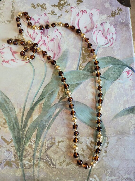 Vintage Napier Glass Gold Tone Metal Beaded Neckl… - image 5