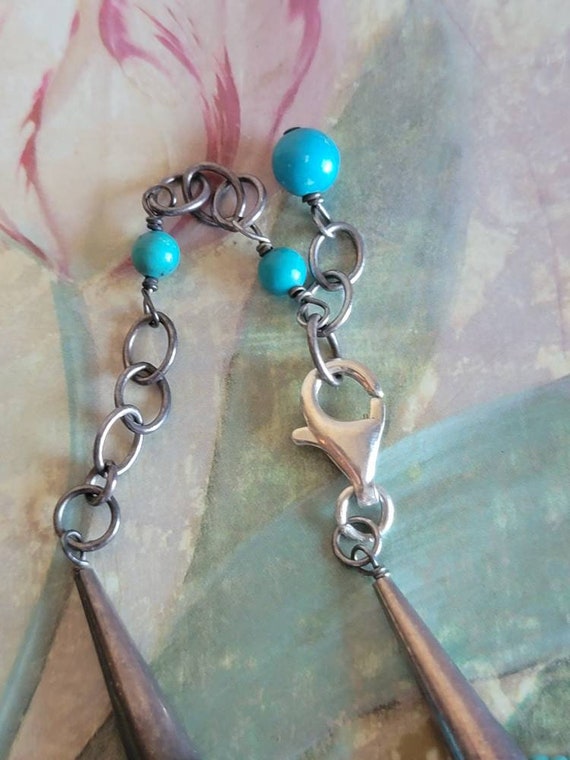 Vintage Sterling Silver and Turquoise Seed Bead N… - image 4