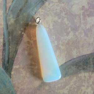 Vintage Sterling Silver and Opalescent Opalite Long Bar Pendant