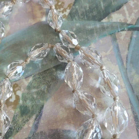 Vintage Clear Faceted Cut Glass Beaded Graduated … - image 3