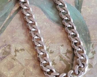 Vintage Sterling Silver Heavy Thick Men's Necklace Link Made in Italy 1980s