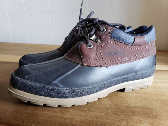 Vintage Sporto Ducks Galoshes Rain Shoes Navy and… - image 1