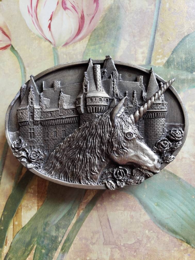 Vintage Unicorn Castle Belt Buckle - Bergamot Brass Works  display picture 1