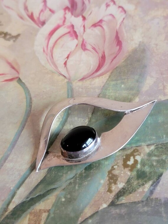 Vintage Signed S. Coates Sterling Silver and Onyx… - image 2