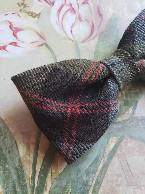 Vintage Shades of Olive Green Clip on Bow Tie Bow… - image 2
