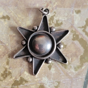 Vintage Sterling Silver Sun Pendant Signed
