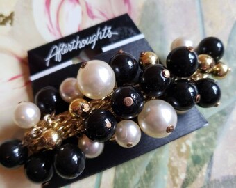 Vintage Pearl Bead Hair Barrette: Gold Tone French Clip, 1980s