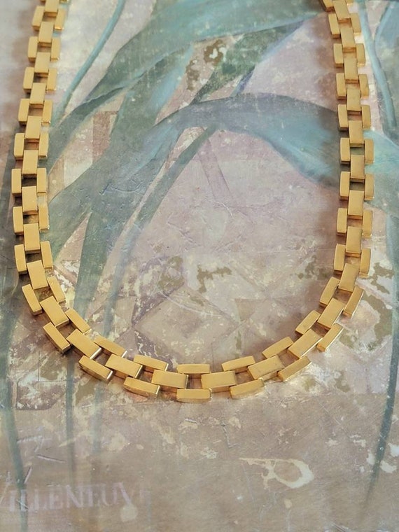 Vintage Gold Tone Metal Hinged Collar Necklace Co… - image 7