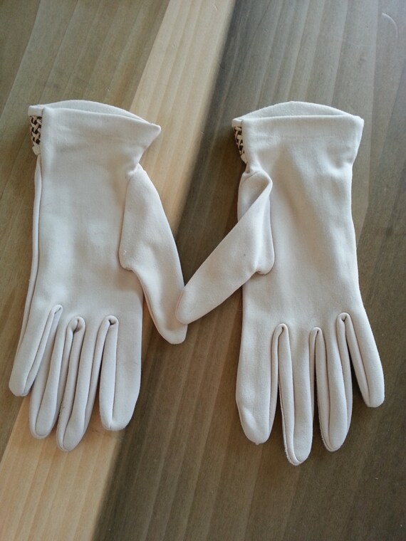 Vintage Beige Gloves Ladies Retro Woven Straw Mes… - image 10