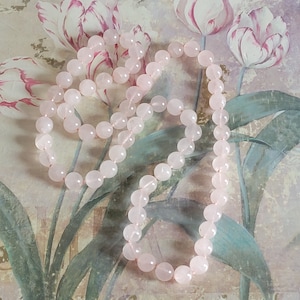 Vintage Rose Quartz Bead Necklace Beaded Necklace Hand Knotted
