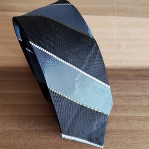 Vintage Gentlemen Skinny Narrow Necktie Tie Father&#39;s Day Wedding Groom Blue Striped