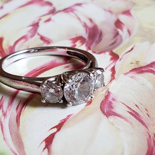 Cubic Zirconia Engagement Ring Etsy