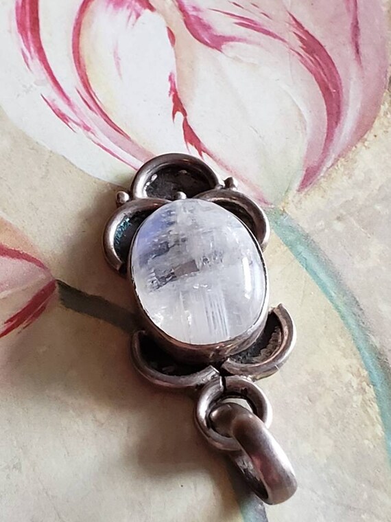 Vintage Sterling Silver and Rainbow Moonstone Pen… - image 3