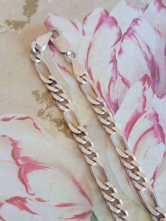Vintage HAN Sterling Silver Figaro Necklace Link … - image 4