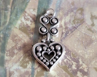 Vintage Brighton Silver Tone Metal Hinged Heart Pendant Sterling Silver Bale