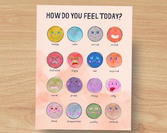How Do You Feel Today? Printable Feelings Chart for Kids – Digital Download | Emotion Poster for Classrooms, Parents, Therapy, Homeschool