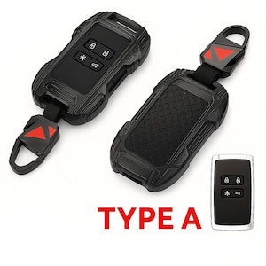 Custodia Protettiva in Metallo e Silicone per Chiave Auto Tipo A – Cover Antishock con Gancio in Lega, Compatibile con Dacia e Renault