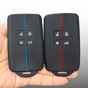 Custodia Silicone for Chiave Auto 4 Tasti - Cover Protettiva Nera e Rossa Compatibile con Renault / Dacia Design Sportivo Antiscivolo