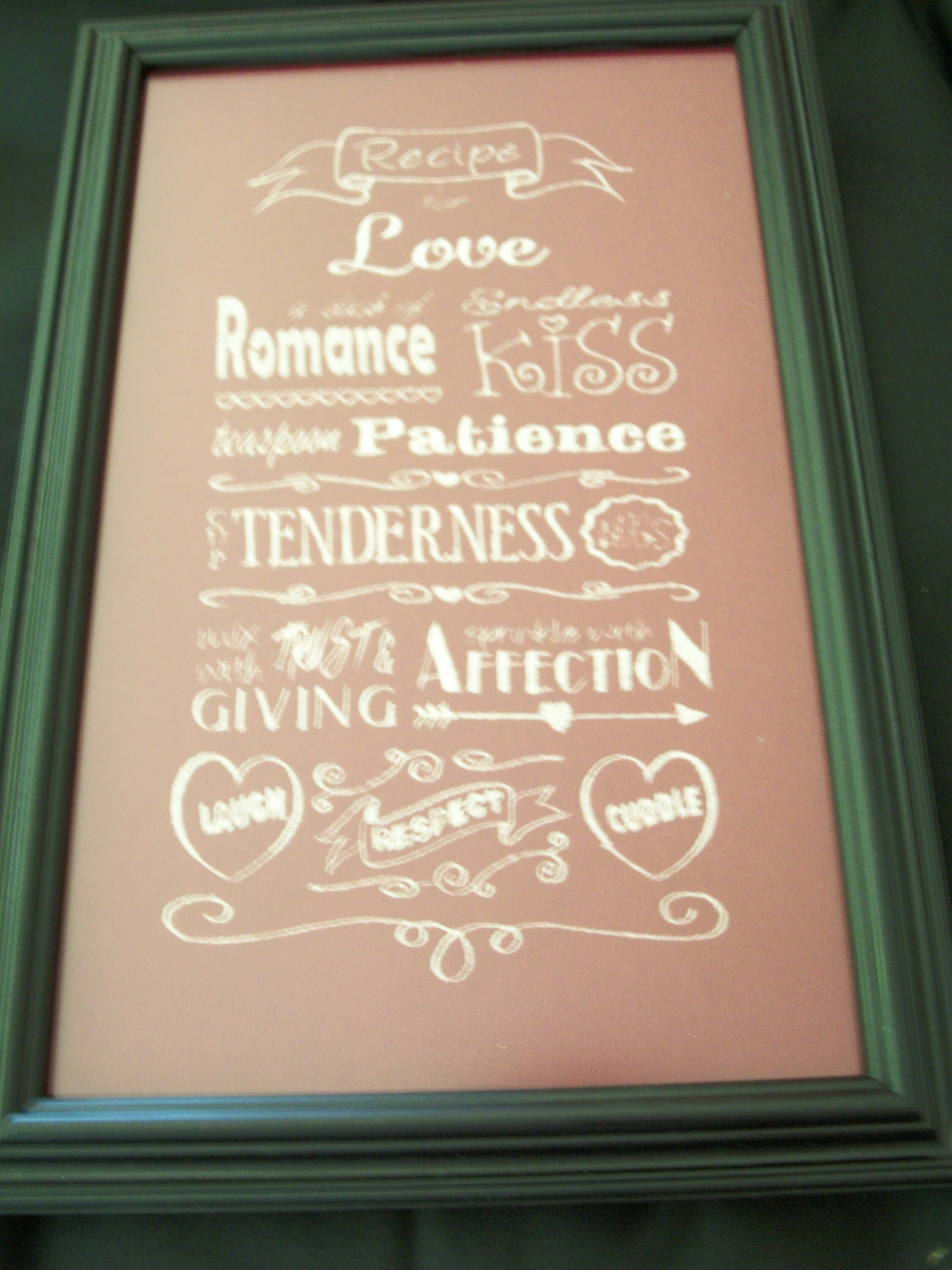 Recipe for Love Framed Machine Embroidery Wall Hanging Wall Decoration