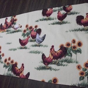 farmhouse rooster hen with mini sunflowers table runner reversible table decor