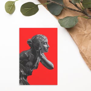 Postkarte Geschenk, Kunst Geschenk für Liebhaber, Freunde, Danksagungskarte, rote Kunst, schwarz und weiß