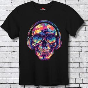 Psychedelic Skull Festival T-Shirt Techno Shirt Rave Shirt EDM TShirt Acid House Musik Shirt Club Rave Top Dubstep Shirt Trance