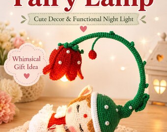 Crochet Flower Fairy Lamp – Handmade Light-Up Sleeping Fairy, Crochet Art Night Light, Whimsical Amigurumi Decor, Fairy Room Gift