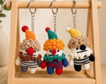 Handmade Crochet Clown Keyring, Amigurumi Clown Keychain, Cute Bag Charm, fun gifts, Cute gifts, Clown gifts, Gifts for her, Clown Keychain