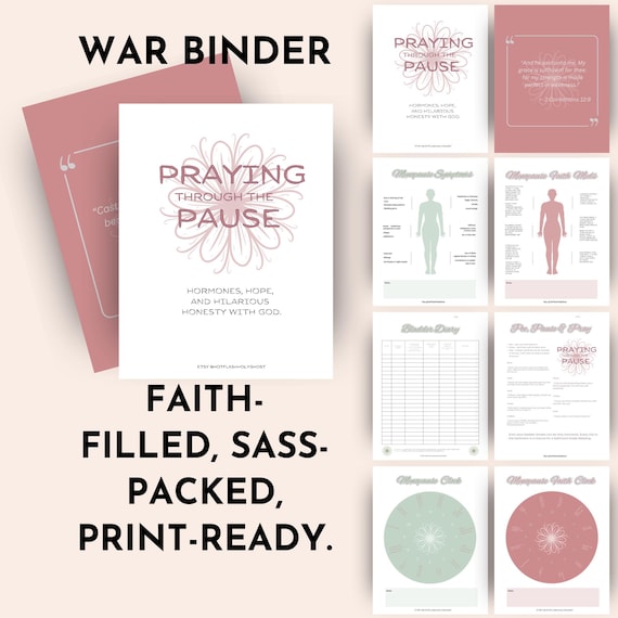 Praying Through The Pause | War Binder Activated | Loaded Bible Insert | Menopause Tracker Wellness Journal | Bible Study PDF