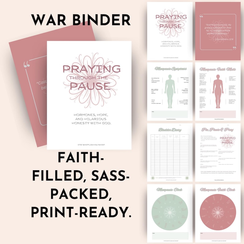 Menopause Prayer Deluxe Bible Study Journal War Binder | Praying Through the Pause: 42 Page Set 5x7 image 1