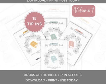 Books of the Bible Printable | War Binder Tip-Ins Set of 15 | Bible Study Guide & Scripture Bundle