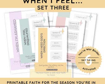 When I Feel | Loaded Bible Story Journal Tip-In Bundle | War Binder | Emotions Are All Over the Place | Set of 6