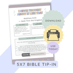 Matthäus 6,33 | Bibel-Einleger | Leitfaden für Glaubenskämpfe | Bibelstellen-Einleger | Frauengruppe | 5x7 Digitaler Download