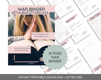 War Binder Bundle | 16 Guided Faith Study Worksheet Application Sheets | Women's Small Group | Personal Growth Mindset