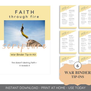 Faith Through Fire Scripture Reading Bundle | Bible Verse Tip-In Inserts | War Binder Scripture Study | Set of 6