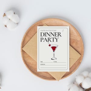 Sjabloon uitnodiging feest – afdrukbare A6-pdf, 2 ontwerpen met glasillustratie, bewerkbare evenementdetails – direct downloaden