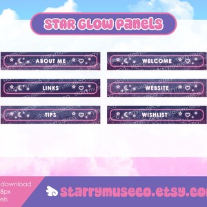 Purple Star Glow Twitch-panelen / Stream Graphics / Dromerige roze ruimte