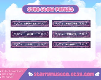 Purple Star Glow Twitch Panels / Stream Graphics / Dreamy Pink Outer Space